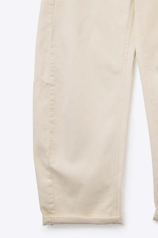 Trendy Cream Barrel Balloon Jeans with Pockets - Colored Jeans