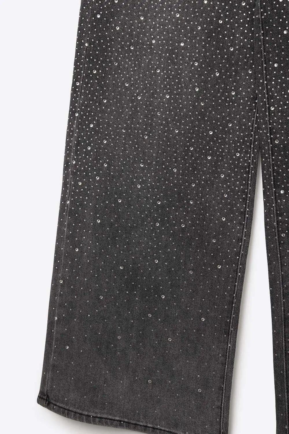 Black Rhinestone Wide-Leg Jeans