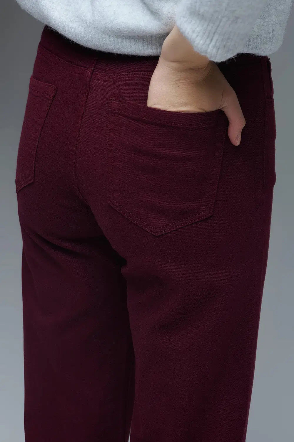 Cropped wide leg jeans in burgundy - Colored Jeans