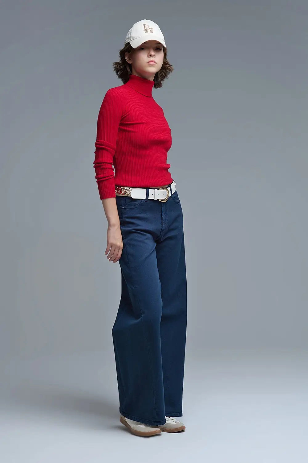 Extra wide leg trousers in navy - Colored Jeans