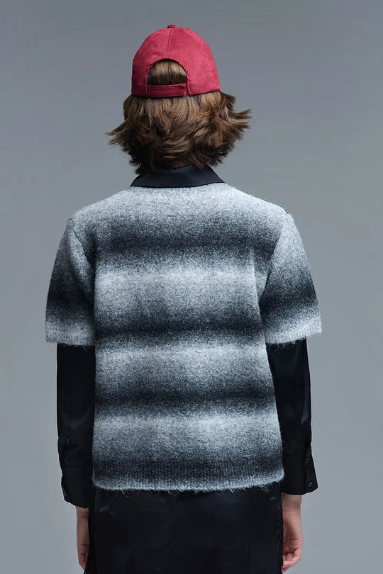 Short Sleeve Ombré Striped Sweater in Grey - GRAY / ONE - Sweaters