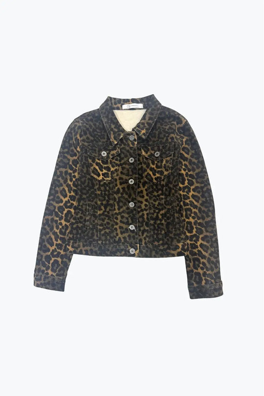 Leopard Print Denim Jacket in denim fabric - Jackets