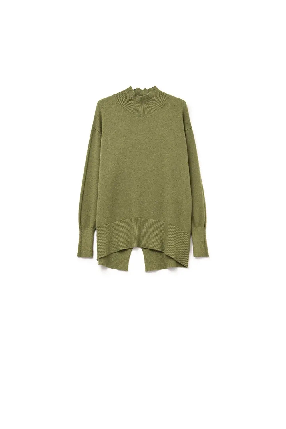 Loose military green sweater with open back detail - KHAKI / ONE - Sweaters