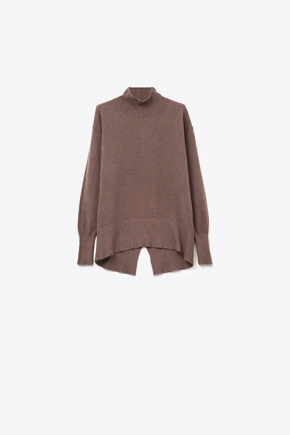 Loose brown sweater with open back detail - BROWN / ONE - Sweaters