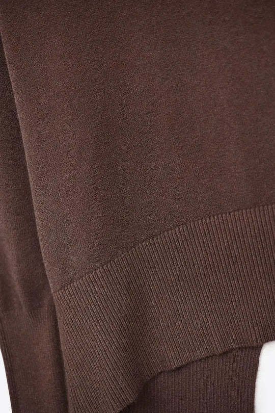 Loose brown sweater with open back detail - BROWN / ONE - Sweaters