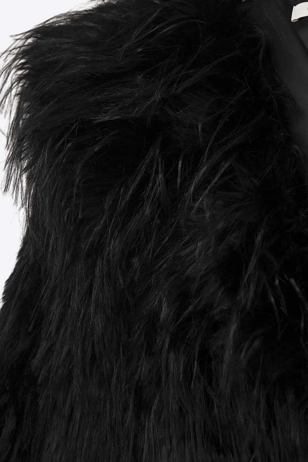Black Statement Faux Fur Jacket with Big Collar - BLACK / ONE - Jackets