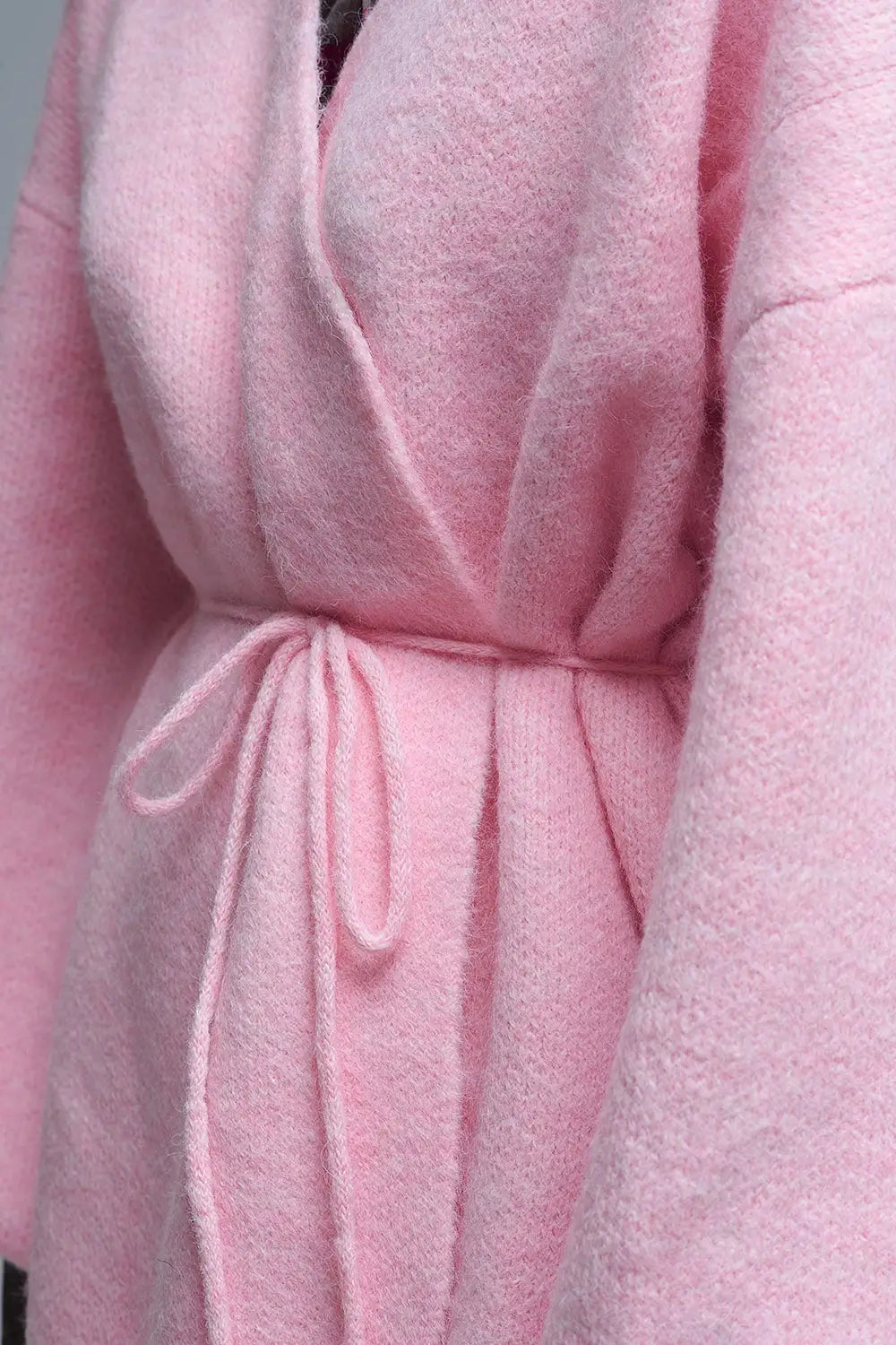 Elegant Pink Wrap Knitted Cardigan - PINK / ONE - Cardigans