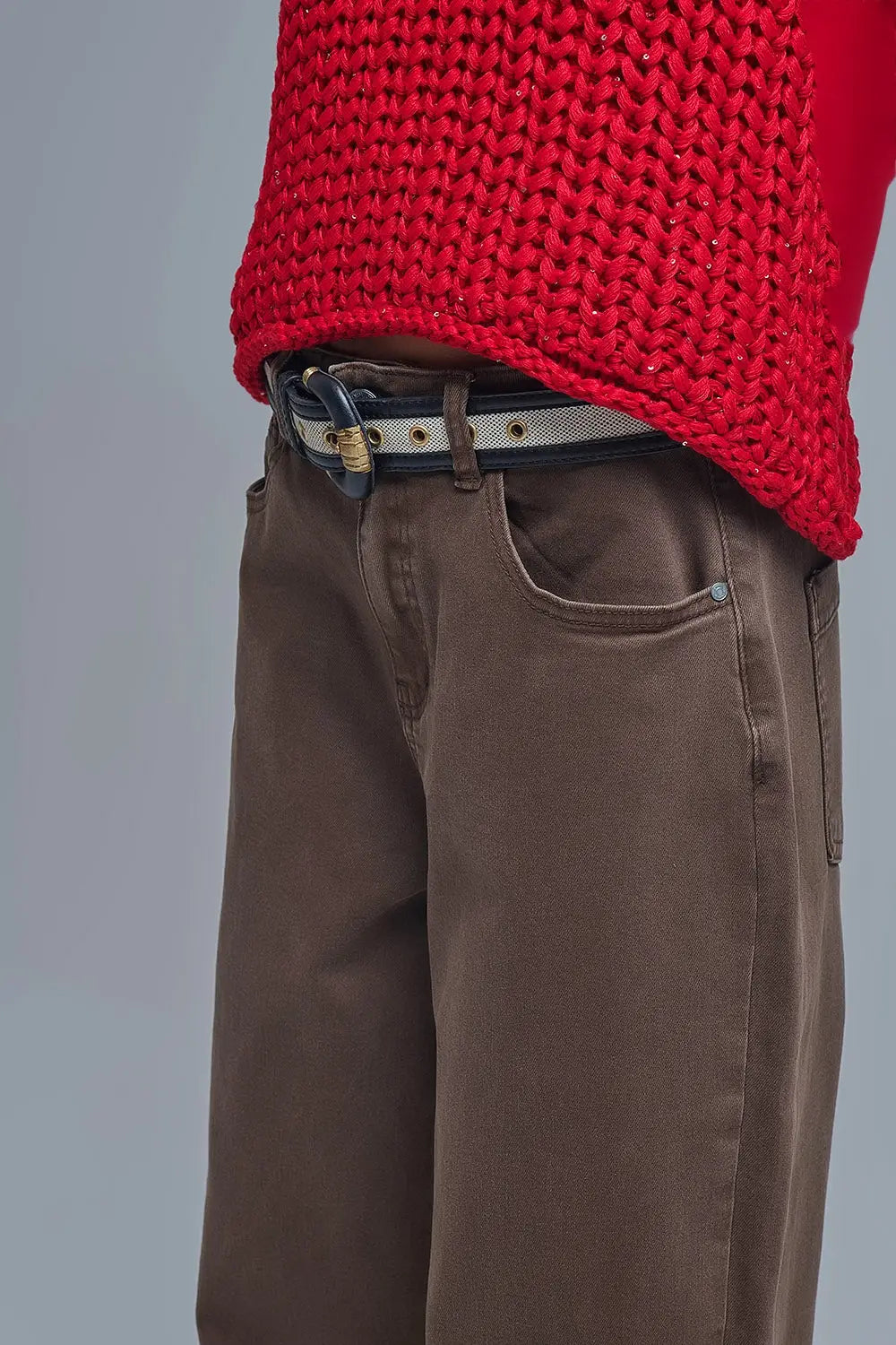 Comfortable stretch jeans with barrel leg in brown - Colored Jeans