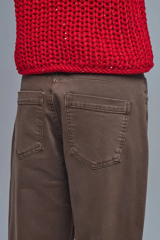 Comfortable stretch jeans with barrel leg in brown - Colored Jeans