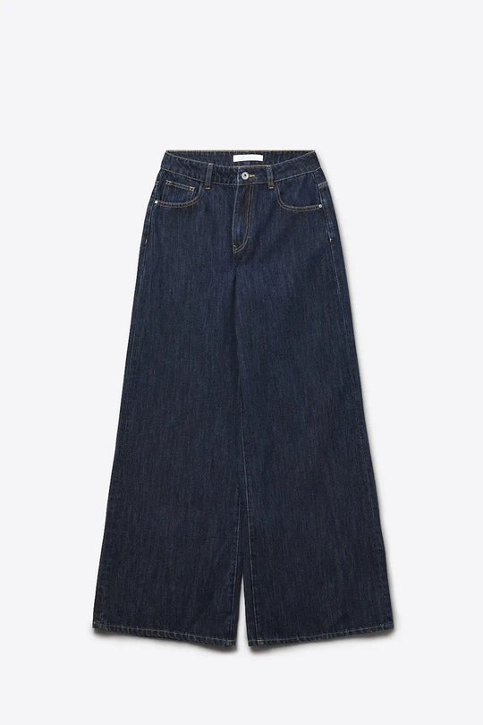 Trendy Dark wash Blue Jeans in extra wide leg