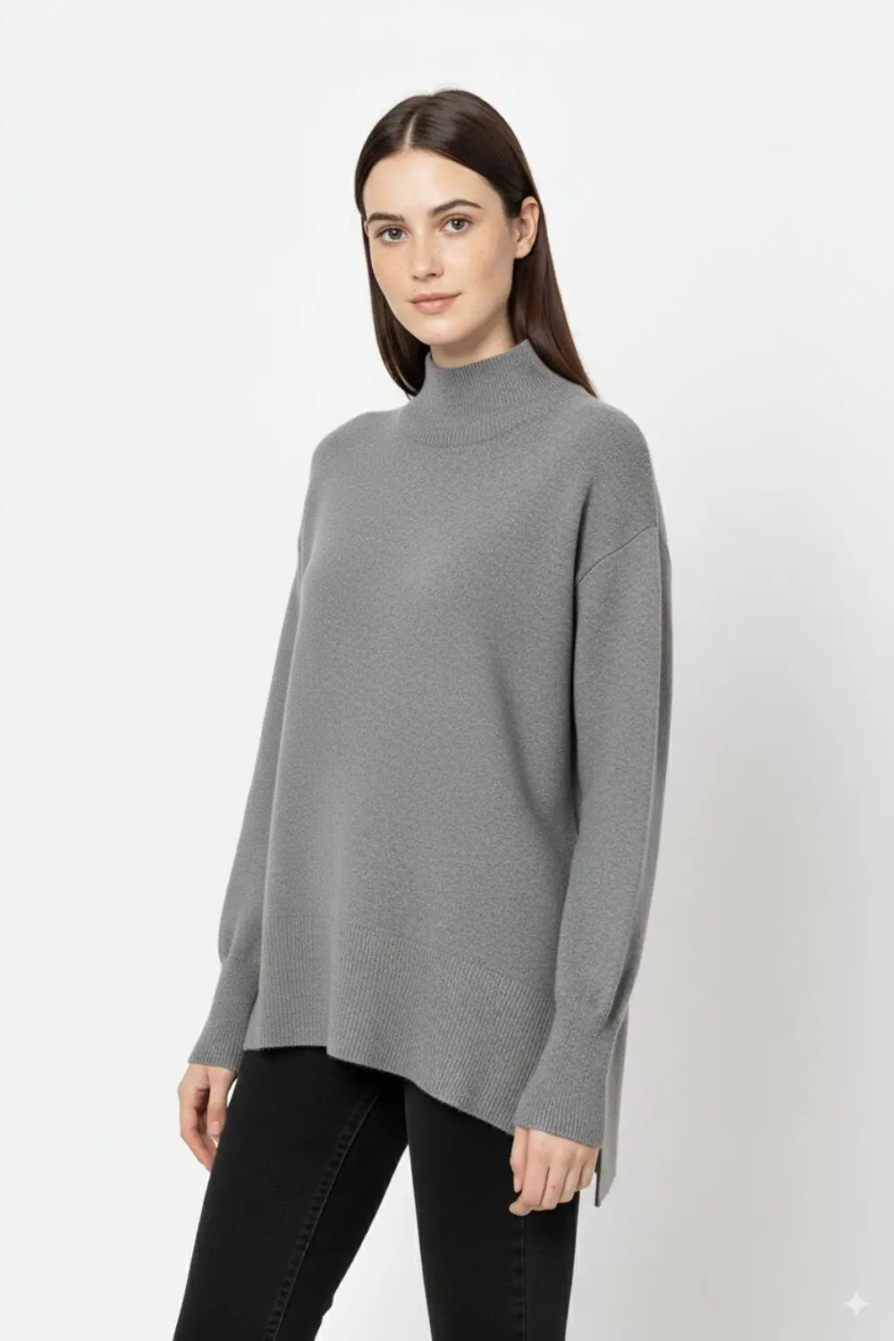 Loose gray sweater with open back detail - GRAY / ONE - Sweaters