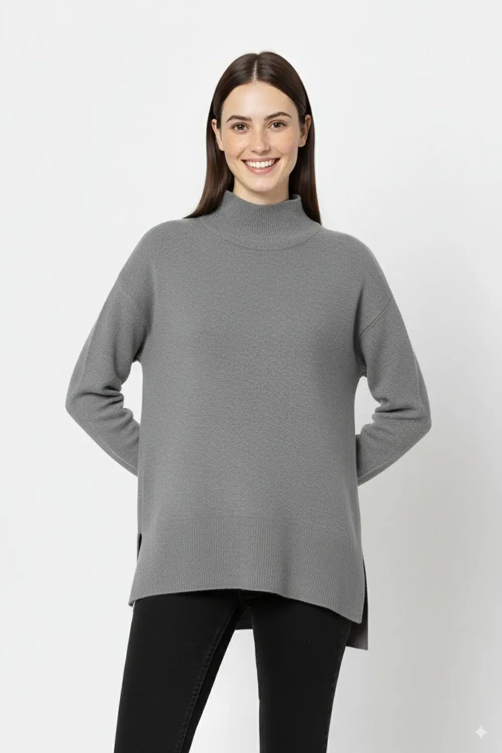 Loose gray sweater with open back detail - GRAY / ONE - Sweaters