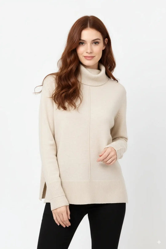 Oversized Roll Neck Sweater in beige - BEIGE / ONE - Sweaters