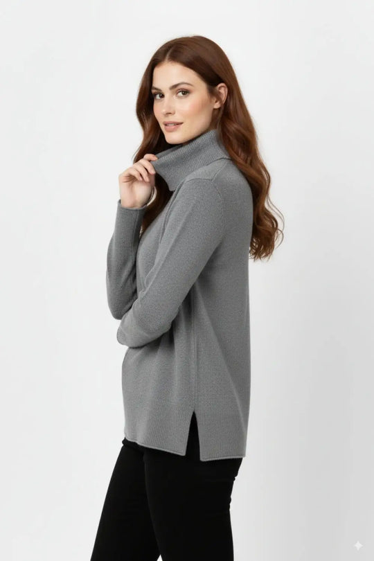 Oversized Roll Neck Sweater in Gray - GRAY / ONE - Sweaters
