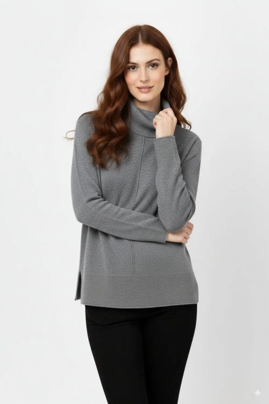 Oversized Roll Neck Sweater in Gray - GRAY / ONE - Sweaters