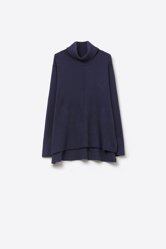 Oversized Roll Neck Sweater in navy