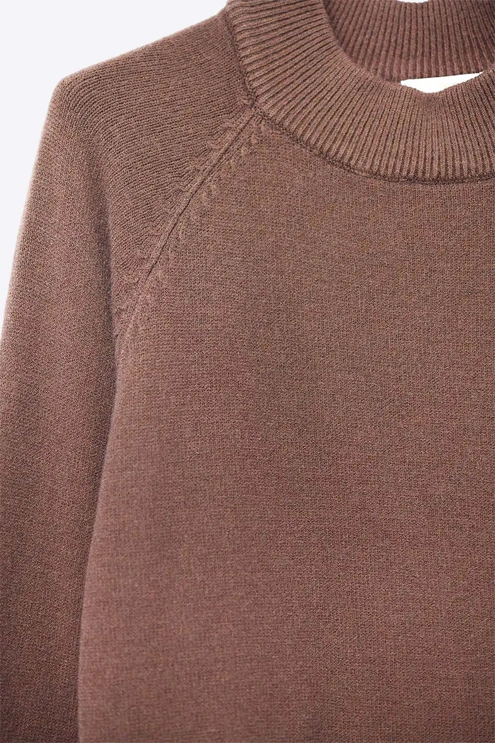 relaxed style brown jumper with balloon sleeves - BROWN / ONE - Sweaters