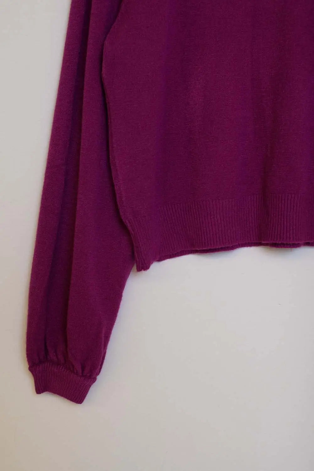 relaxed style aubergine jumper with balloon sleeves - FUCHSIA / ONE - Sweaters