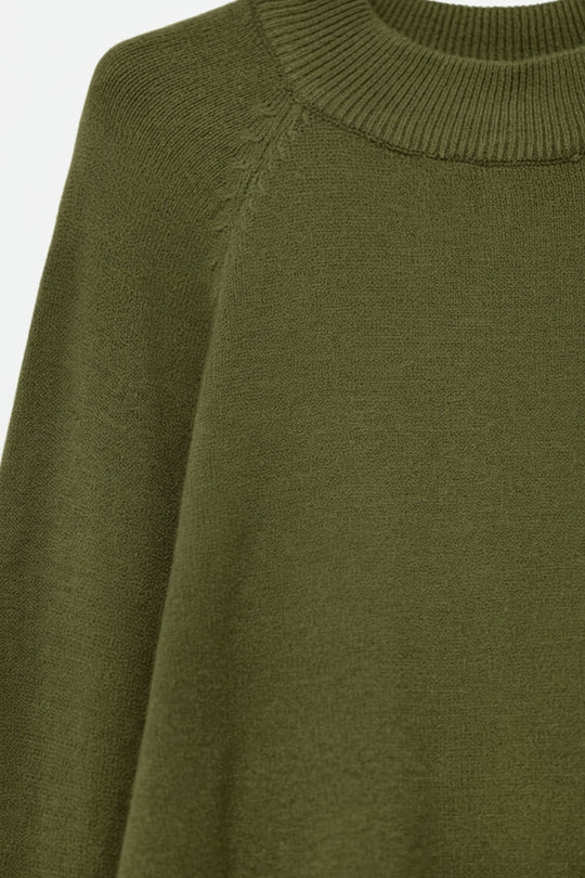 khaki Knitted jumper with balloon sleeves