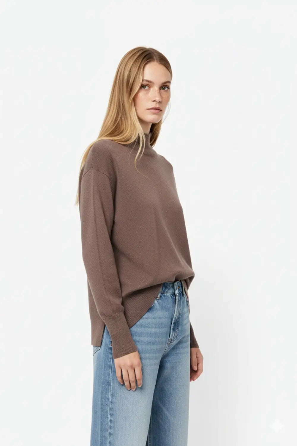 Loose brown sweater with open back detail - BROWN / ONE - Sweaters