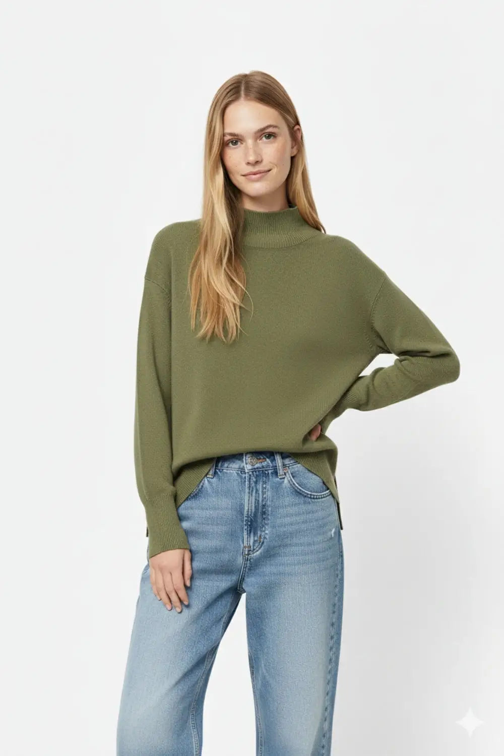 Loose military green sweater with open back detail - KHAKI / ONE - Sweaters