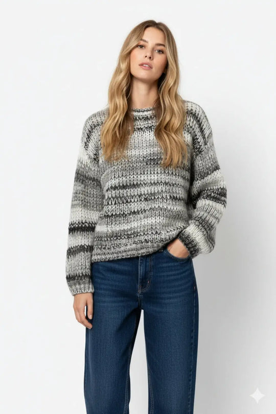 Chunky-knit sweater with marled design in gray - BLACK / ONE - Sweaters