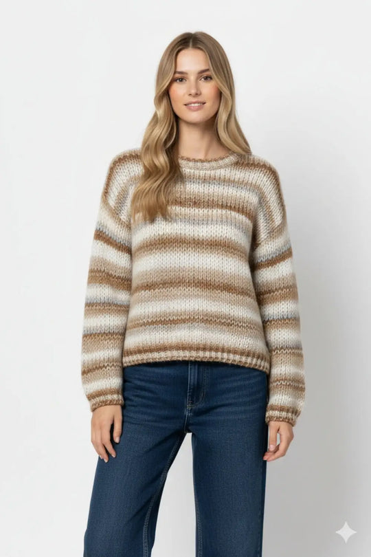 Chunky-knit sweater with marled design in beige - BEIGE / ONE - Sweaters
