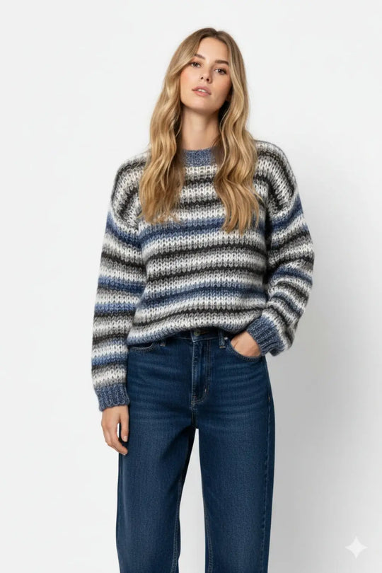 Chunky-knit sweater with marled design in blue - BLUE / ONE - Sweaters