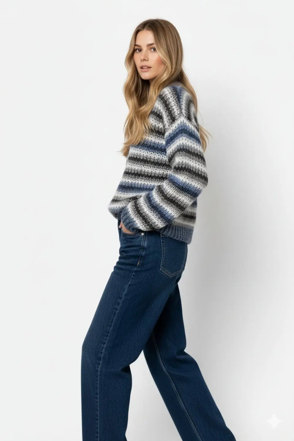 Chunky-knit sweater with marled design in blue - BLUE / ONE - Sweaters