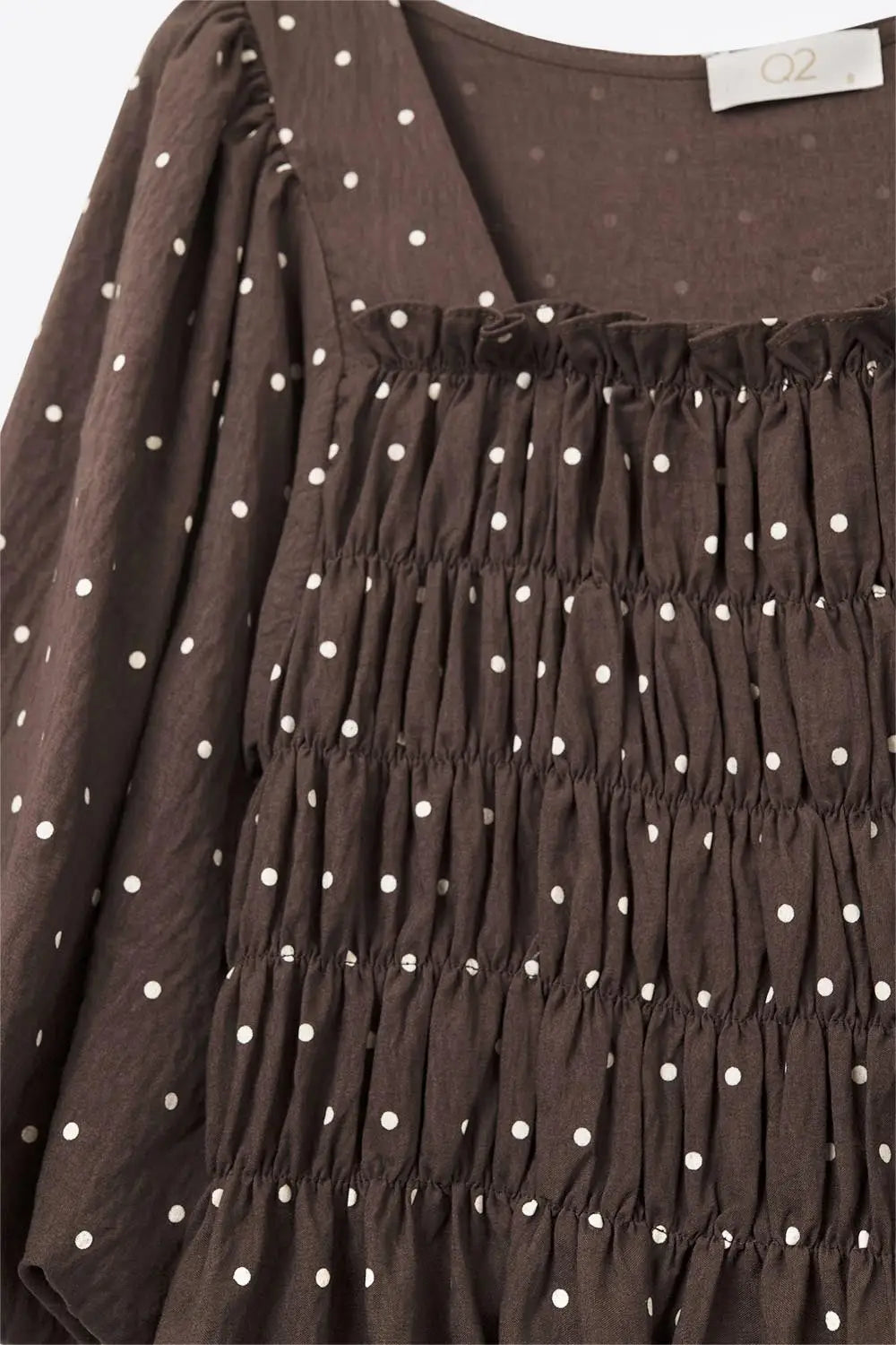 Chic Brown Polka-Dot Cropped Top fitted at the waist - Tops