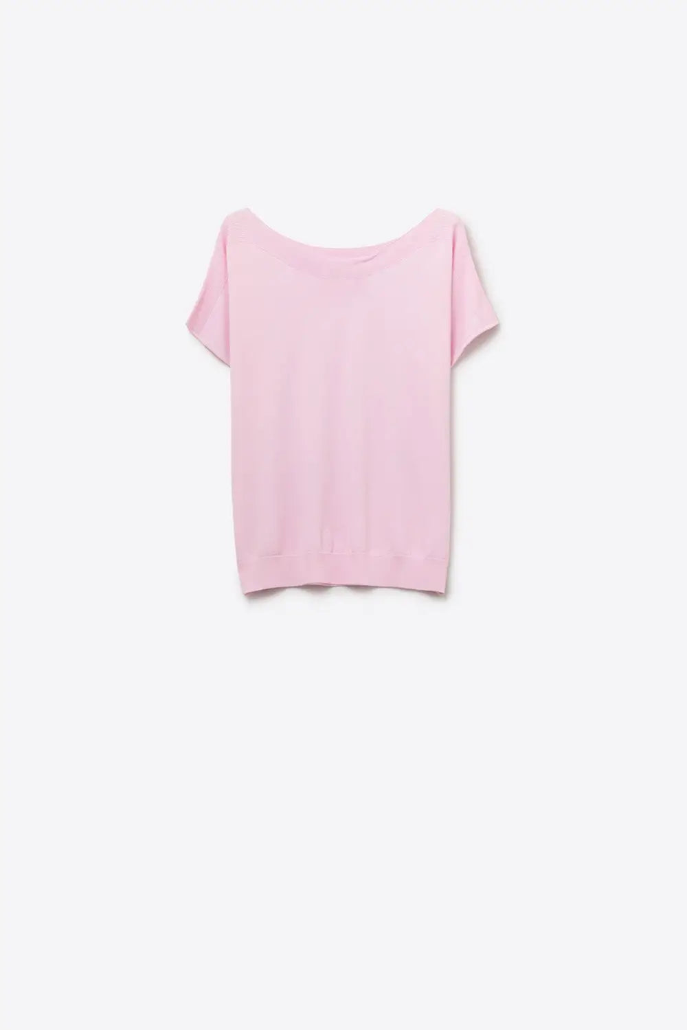 Relaxed baby pink boatneck sweater with dropped sleeves - PINK / ONE - Sweaters