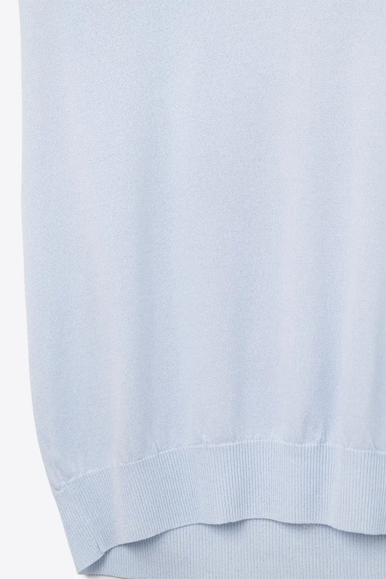 blue lightweight knit V-neck sweater with short sleeves - BLUE / ONE - Sweaters