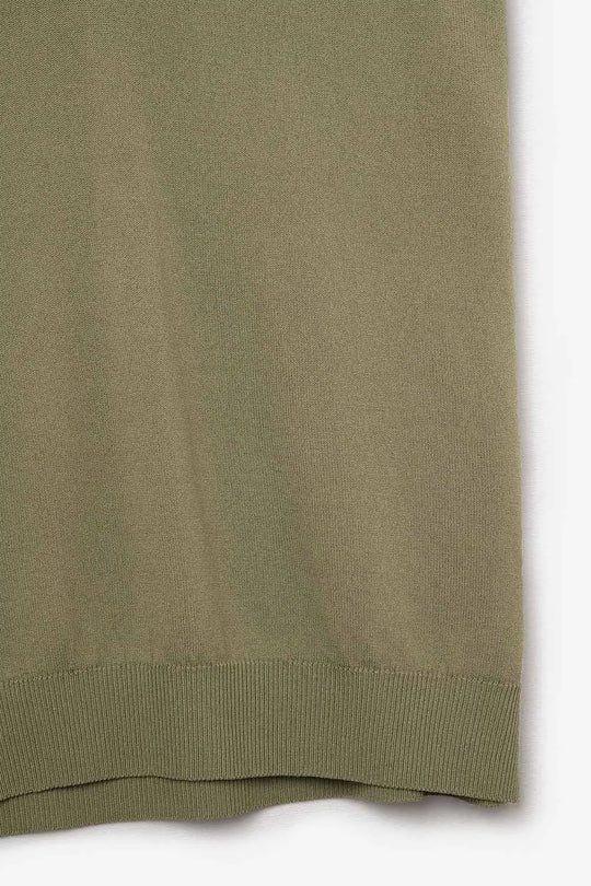 Khaki lightweight knit V-neck sweater with short sleeves - KHAKI / ONE - Sweaters
