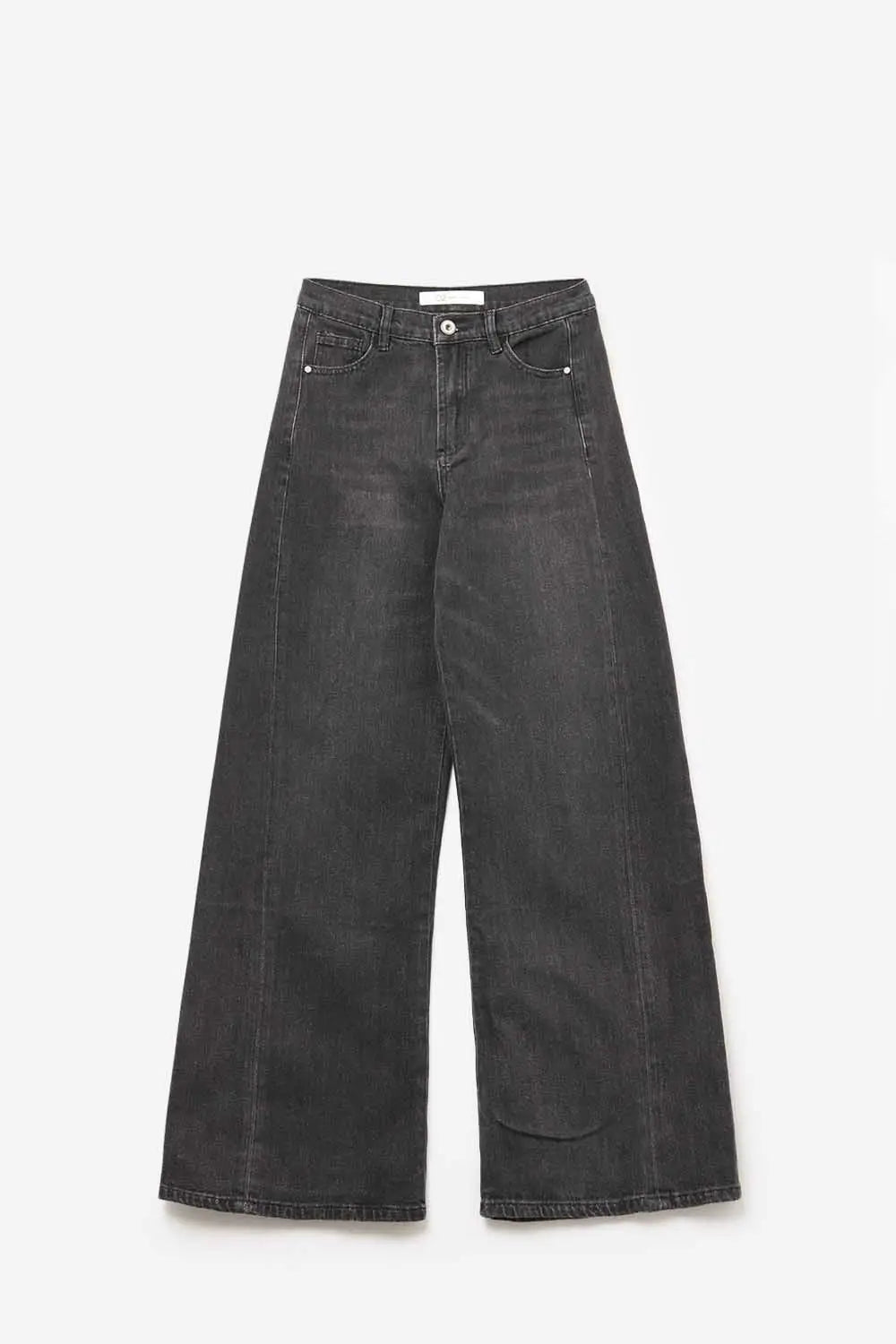Faded Black Extra Wide-Leg Jeans in vintage wash denim