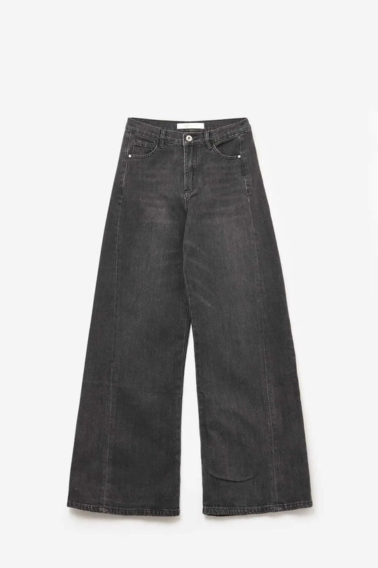 Faded Black Extra Wide-Leg Jeans in vintage wash denim