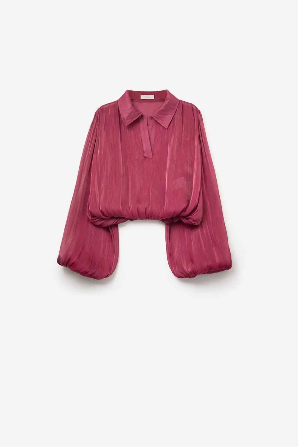 Elegant shiny Satin Cropped top in fucshia - Tops