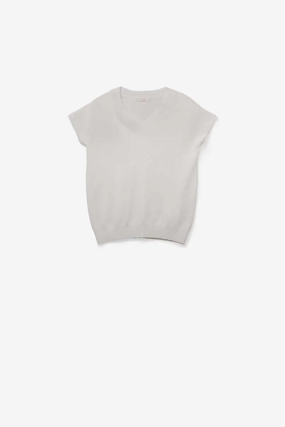 White lightweight knit V-neck sweater with short sleeves - WHITE / ONE - Sweaters