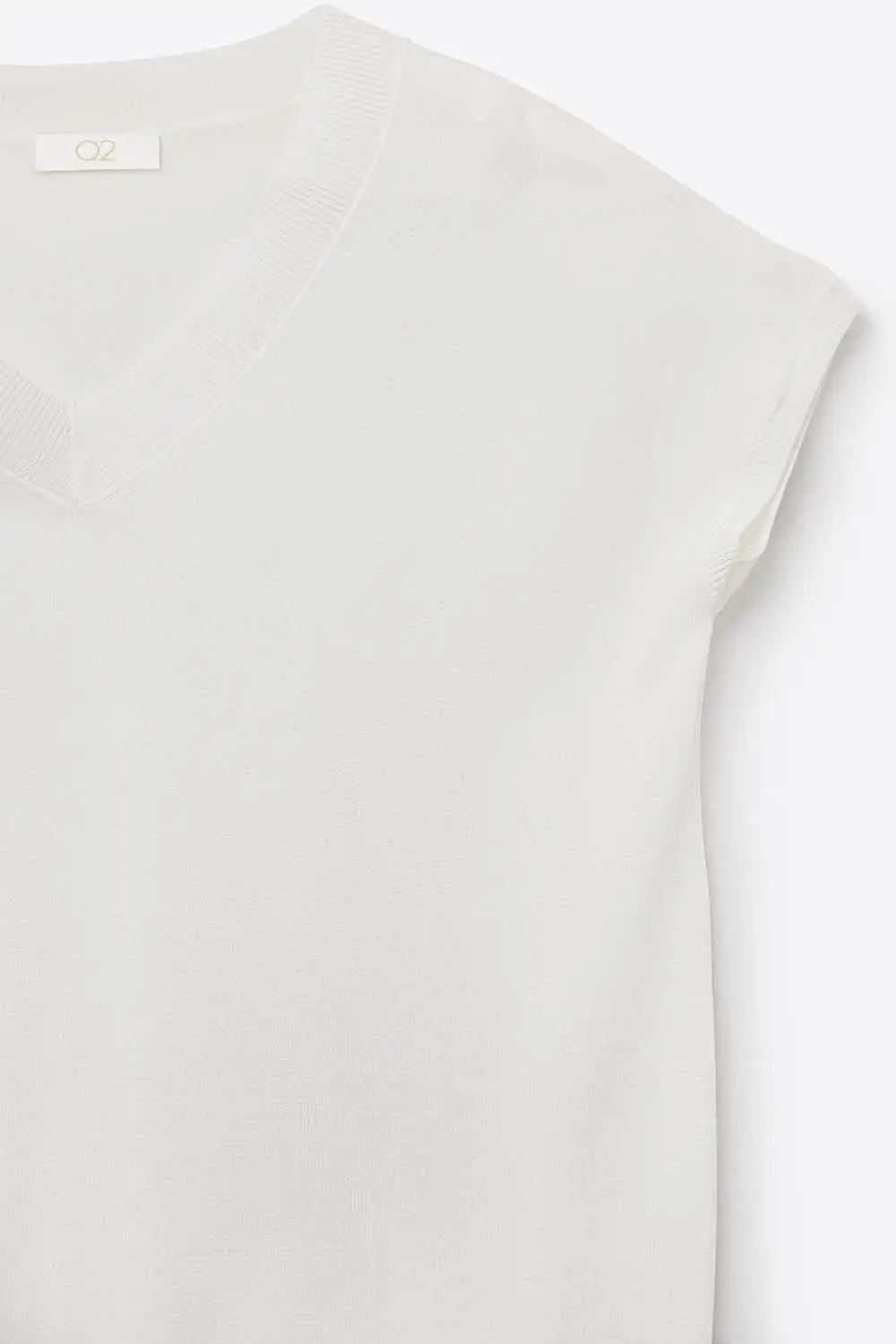 White lightweight knit V-neck sweater with short sleeves - WHITE / ONE - Sweaters