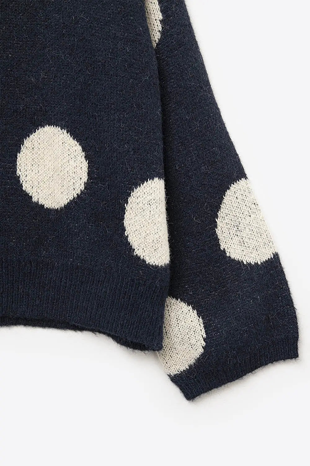 High-Neck Polka Dot Sweater With Bell Sleeves in navy - NAVY / ONE - Sweaters