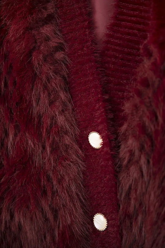 Cropped Jacket in burgundy in fine fur