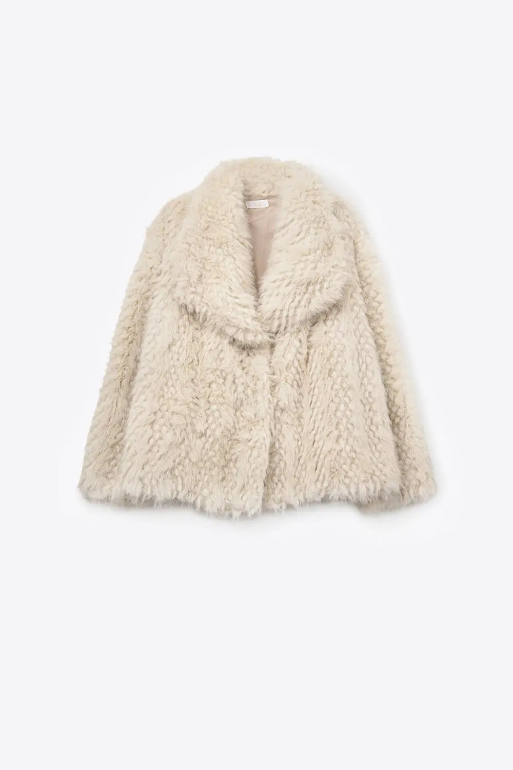 Chic beige Faux Fur Jacket with a wide neck - Jackets