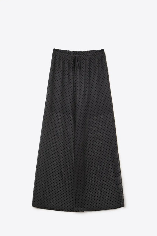 Chic Black Sheer Polka Dot Pants - Pants
