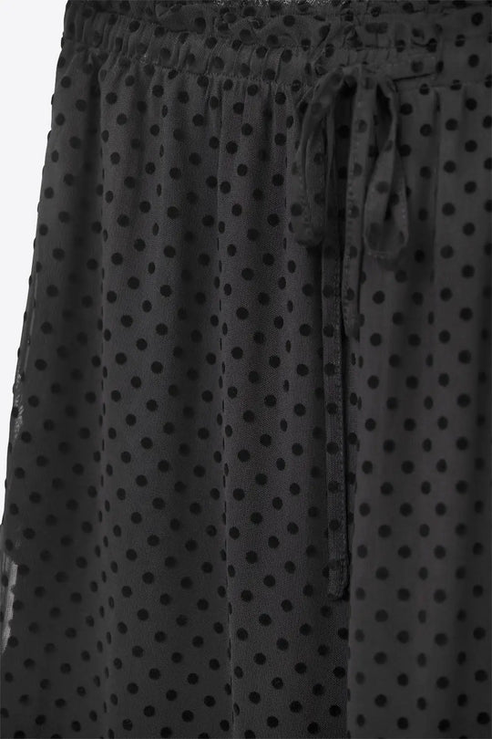 Chic Black Sheer Polka Dot Pants - Pants