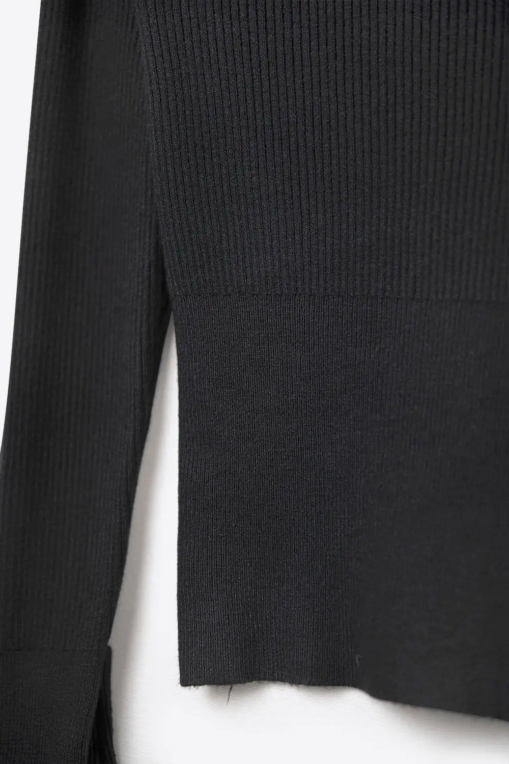 black fine ribbed knit sweater with wide boat neck - BLACK / ONE - Sweaters