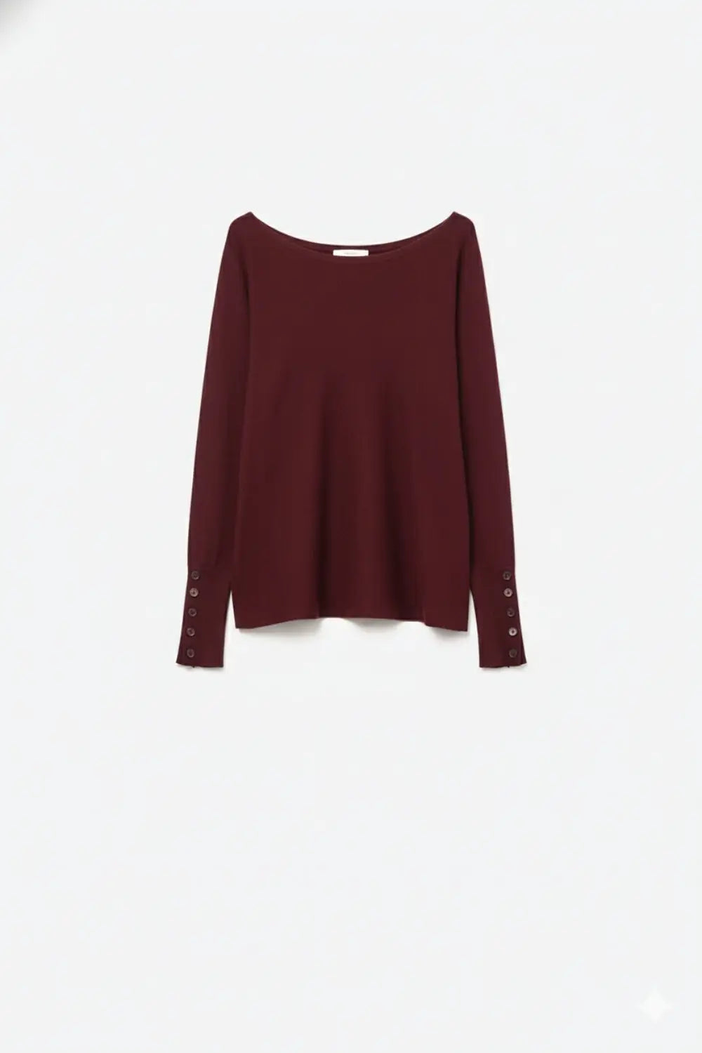 Soft knit Burgundy Sweater with sleeve button details - RED / ONE - Sweaters