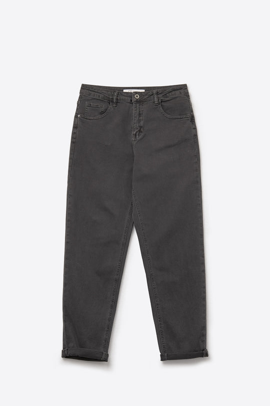Cotton mid rise slouchy jeans in Dark Gray