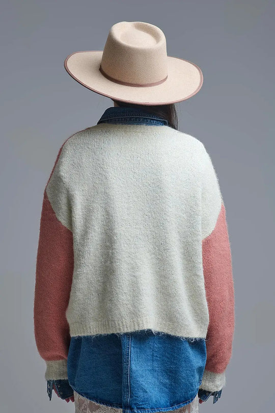 Color-block Sequin V-Neck Cardigan - PINK / ONE - Cardigans