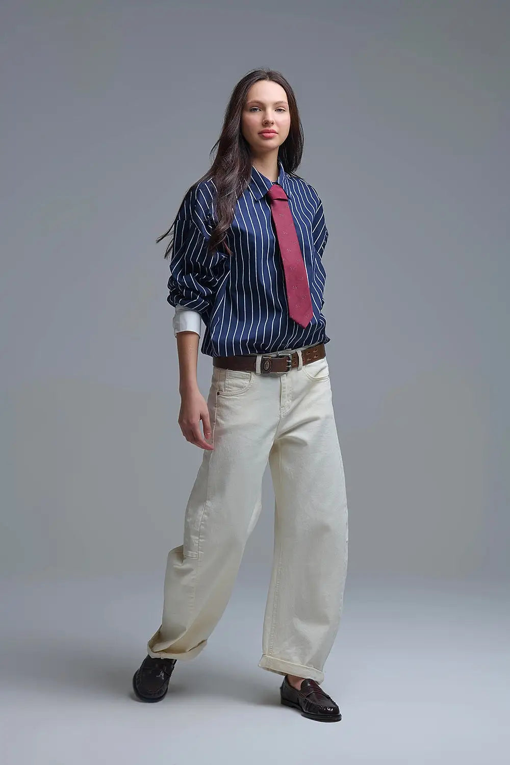 Trendy Cream Barrel Balloon Jeans with Pockets - Colored Jeans
