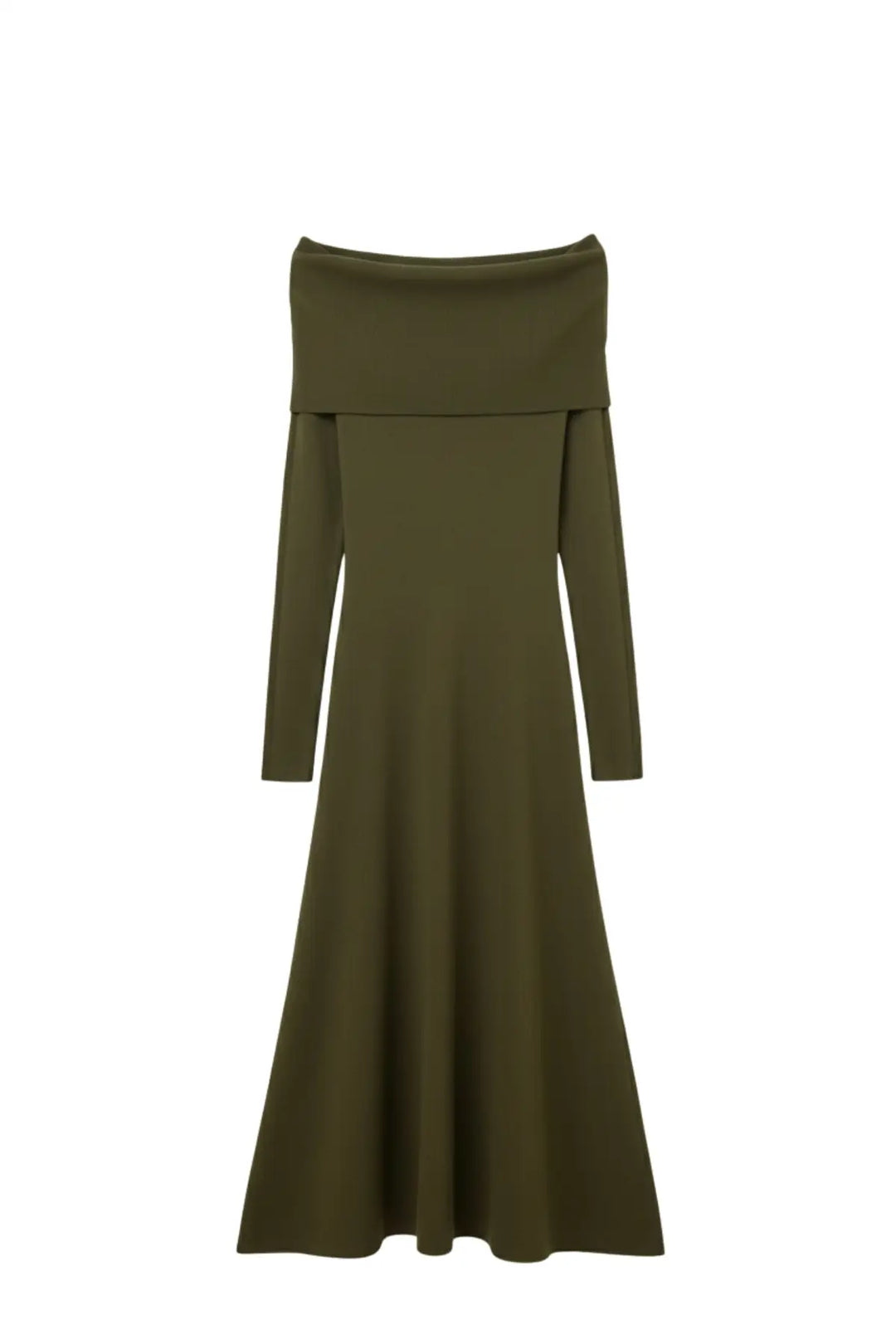 Maxi Knitted wide Bardot Dress in khaki - KHAKI / ONE - Dresses