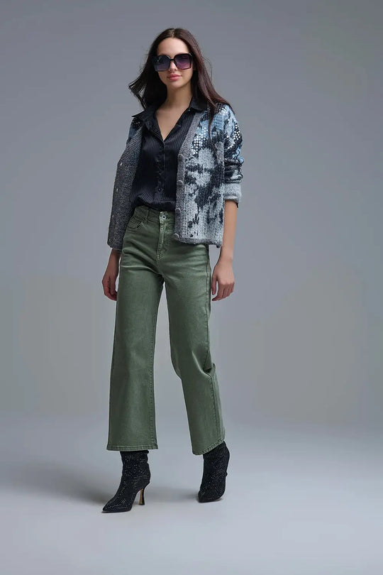 Stylish Gray Knit Cardigan with sequin Abstract Print - GRAY / ONE - Jackets Cardigans